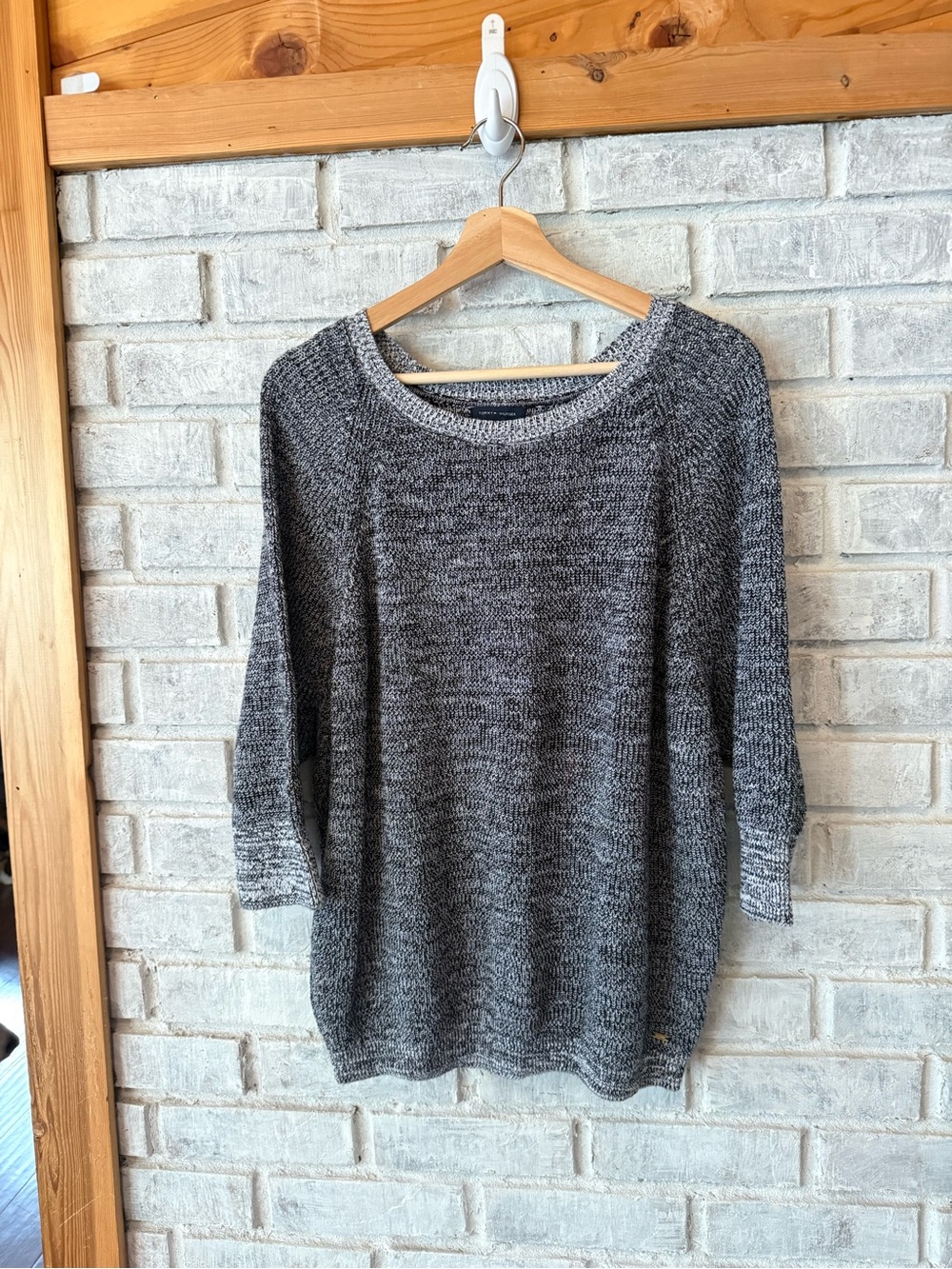 Casual Gray Marled Crewneck Sweater